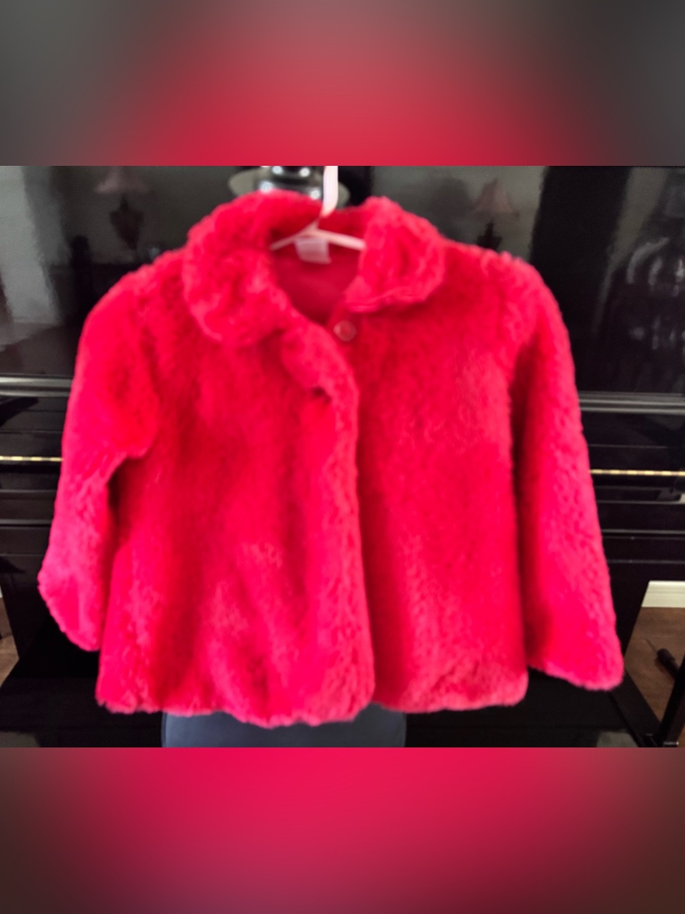 Baby Essentials Plush Red Faux Fur Jacket